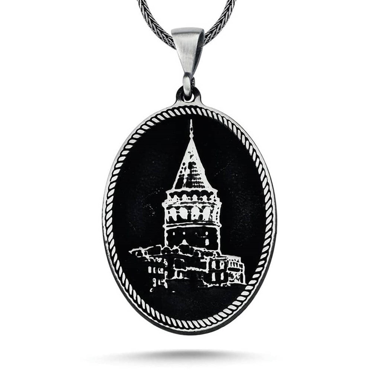 Galata Kulesi Motifli Gümüş Kolye - Diriliş Takı