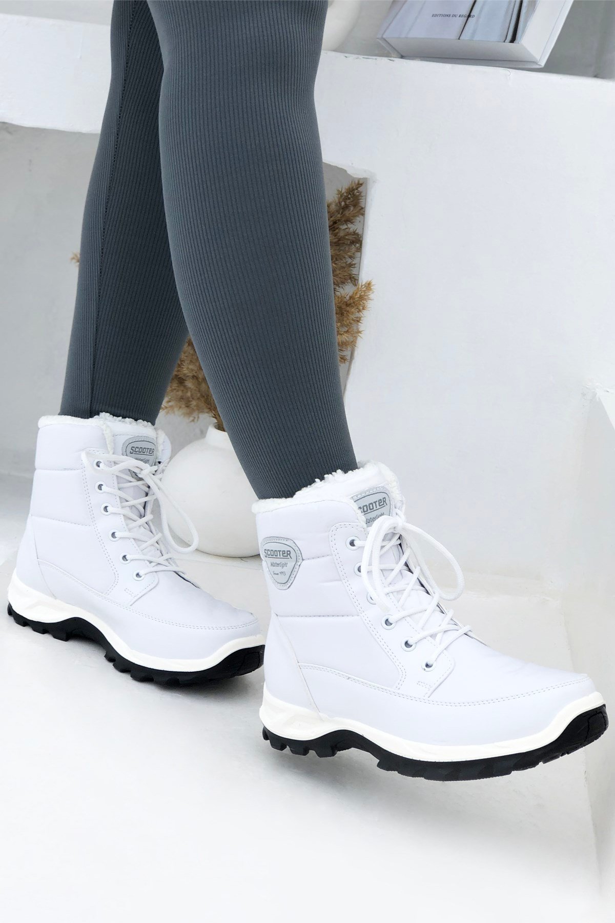 SCOOTER 5548 Kadın Su Geçirmez Bot Tekstil Beyaz | My Bella Shoes
