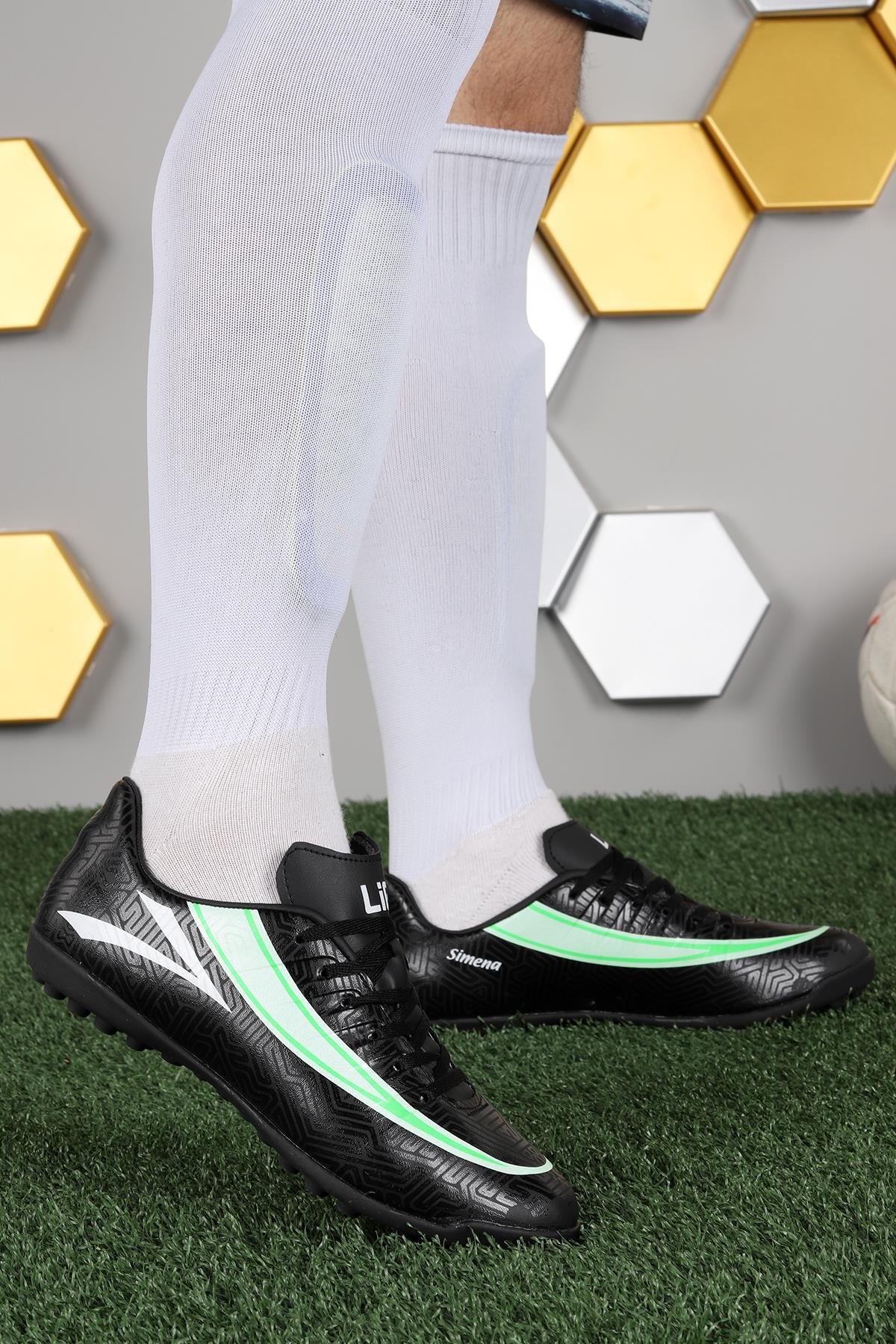 Simena HM Halı Saha Erkek Futbol Ayakkabı Siyah - Yeşil