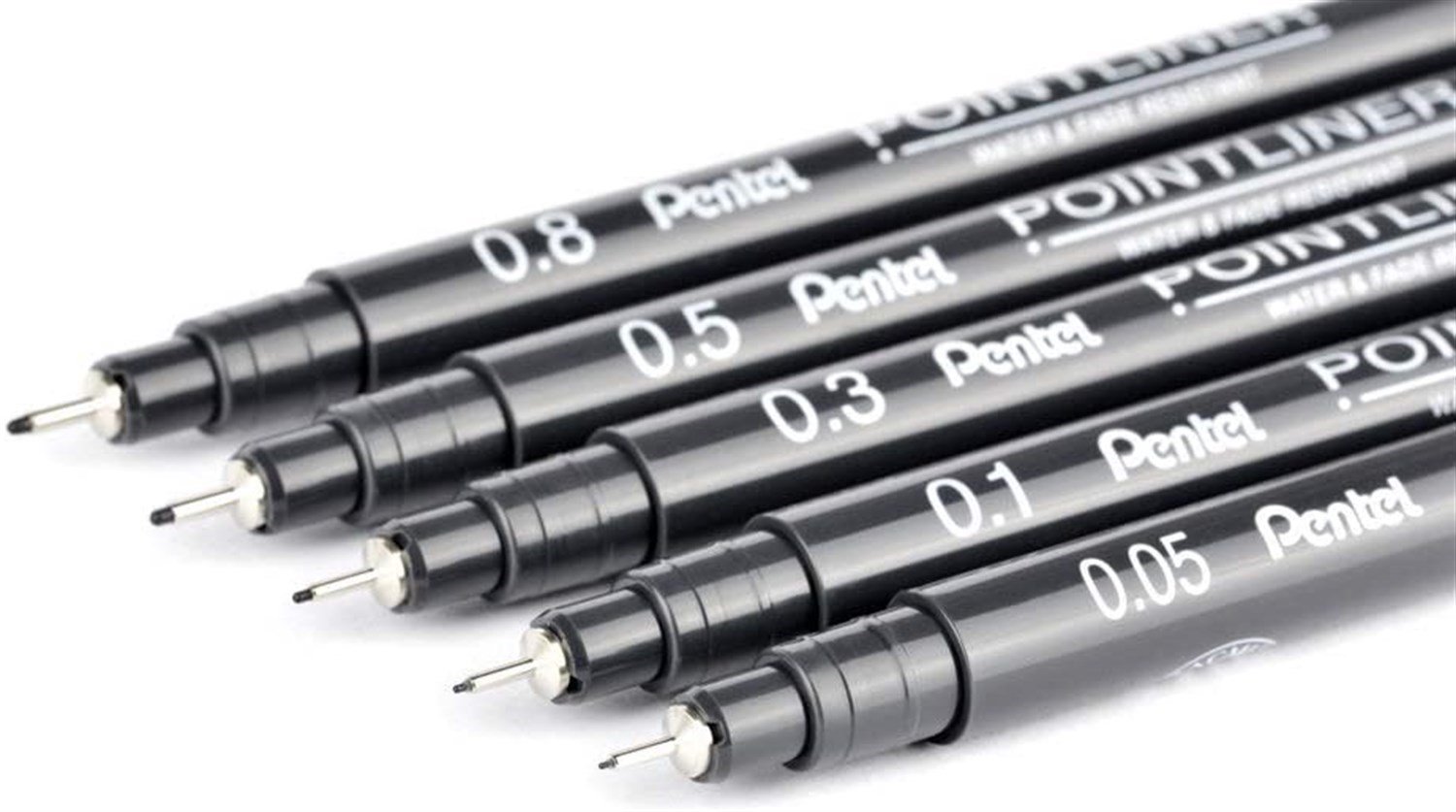  Pentel Arts Pointliner Drawing Pen, 0.1mm, Black Ink