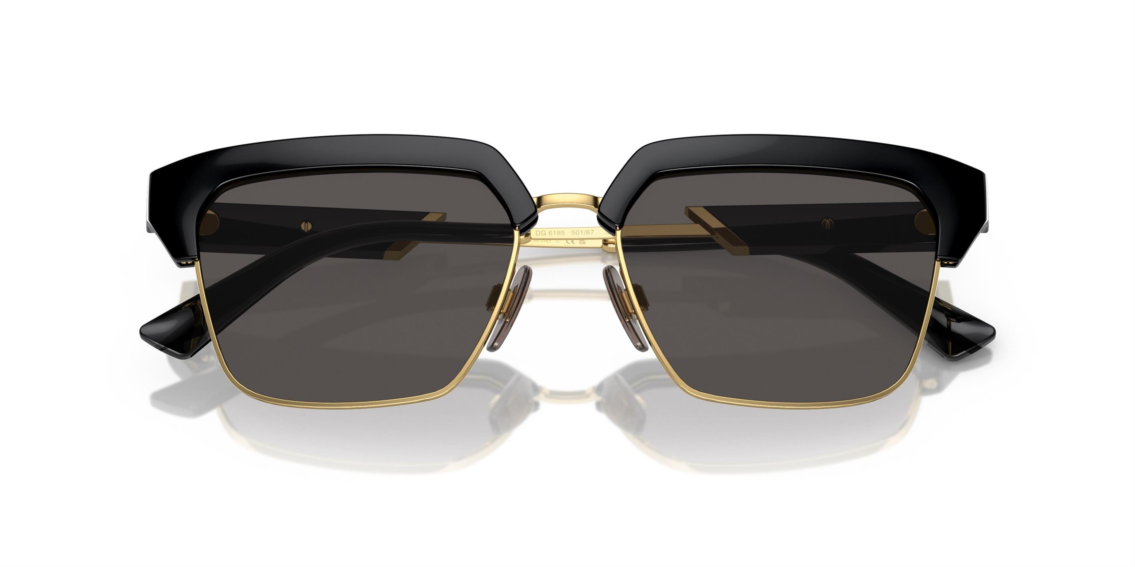 Dolce & Gabbana Dg 6185 501/87 Unisex Square Sunglasses Black/gold