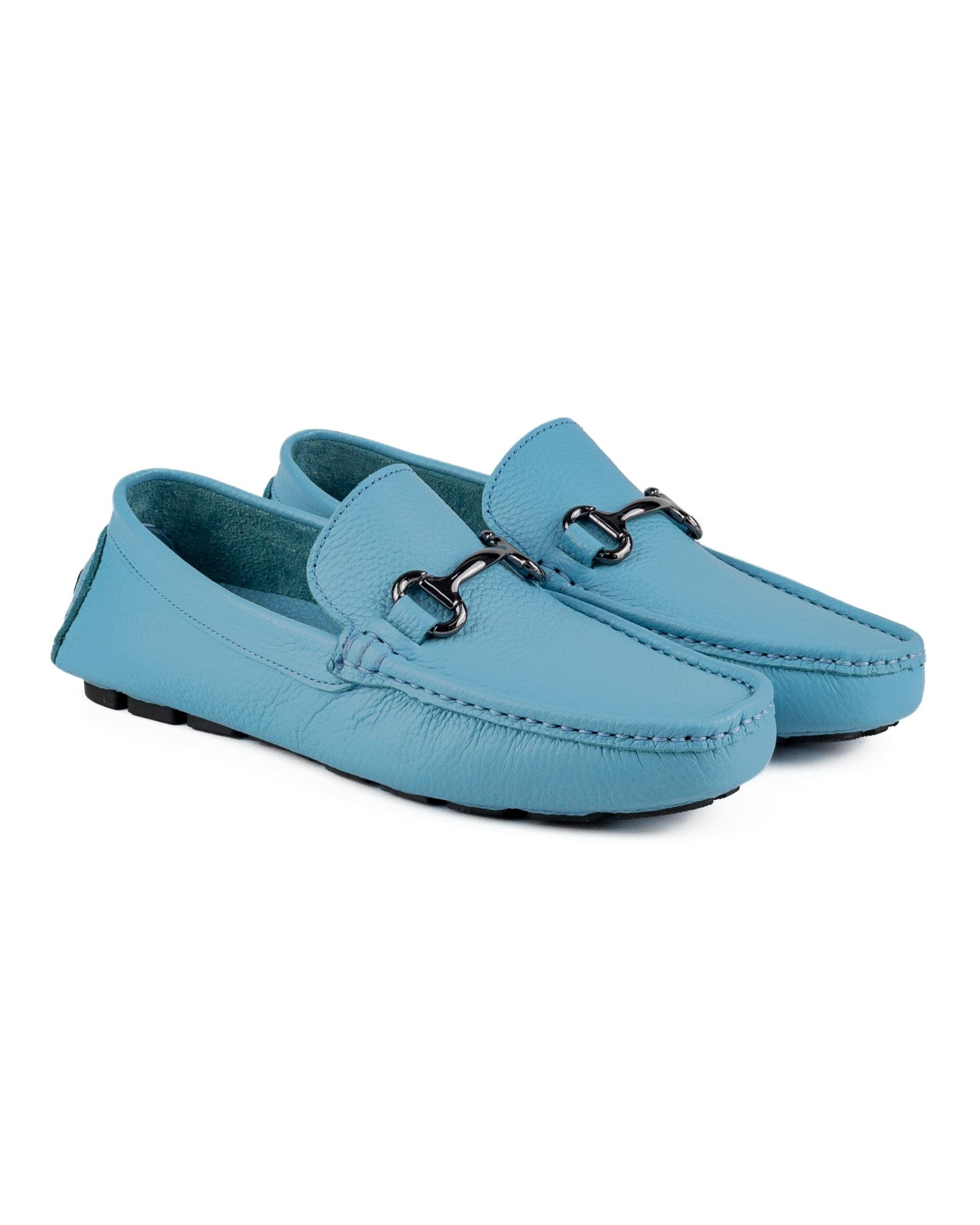 Troya Açık Mavi Hakiki Deri Erkek Loafer Ayakkabı | Tezcan
