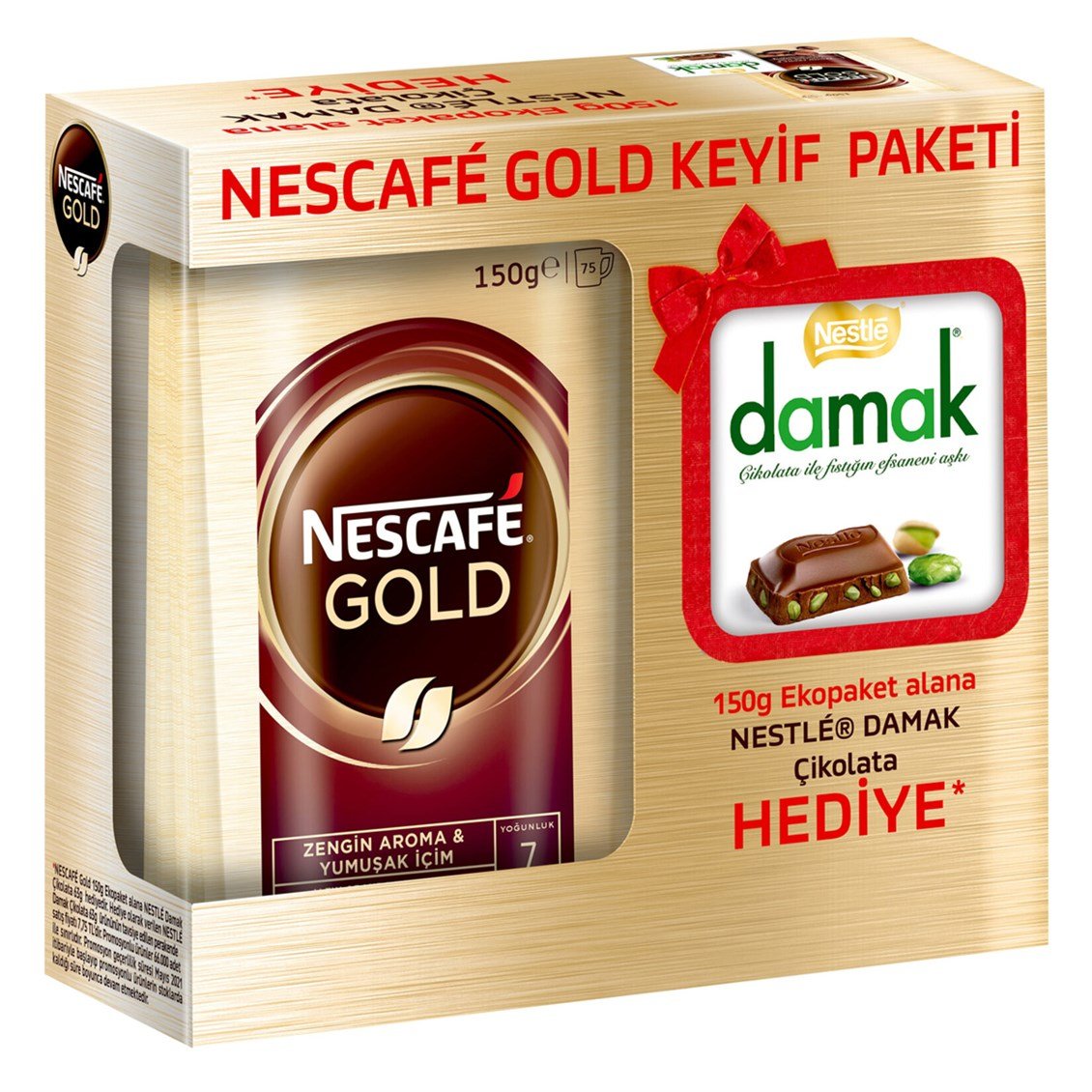 Nescafe Gold 150 gr ve Damak Çikolata 60 gr Hediyeli - Onur Market