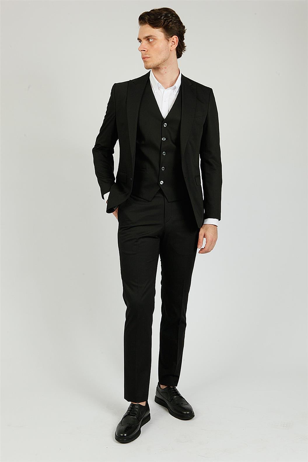 Siyah Comfort Fit 6 Drop Takım Elbise