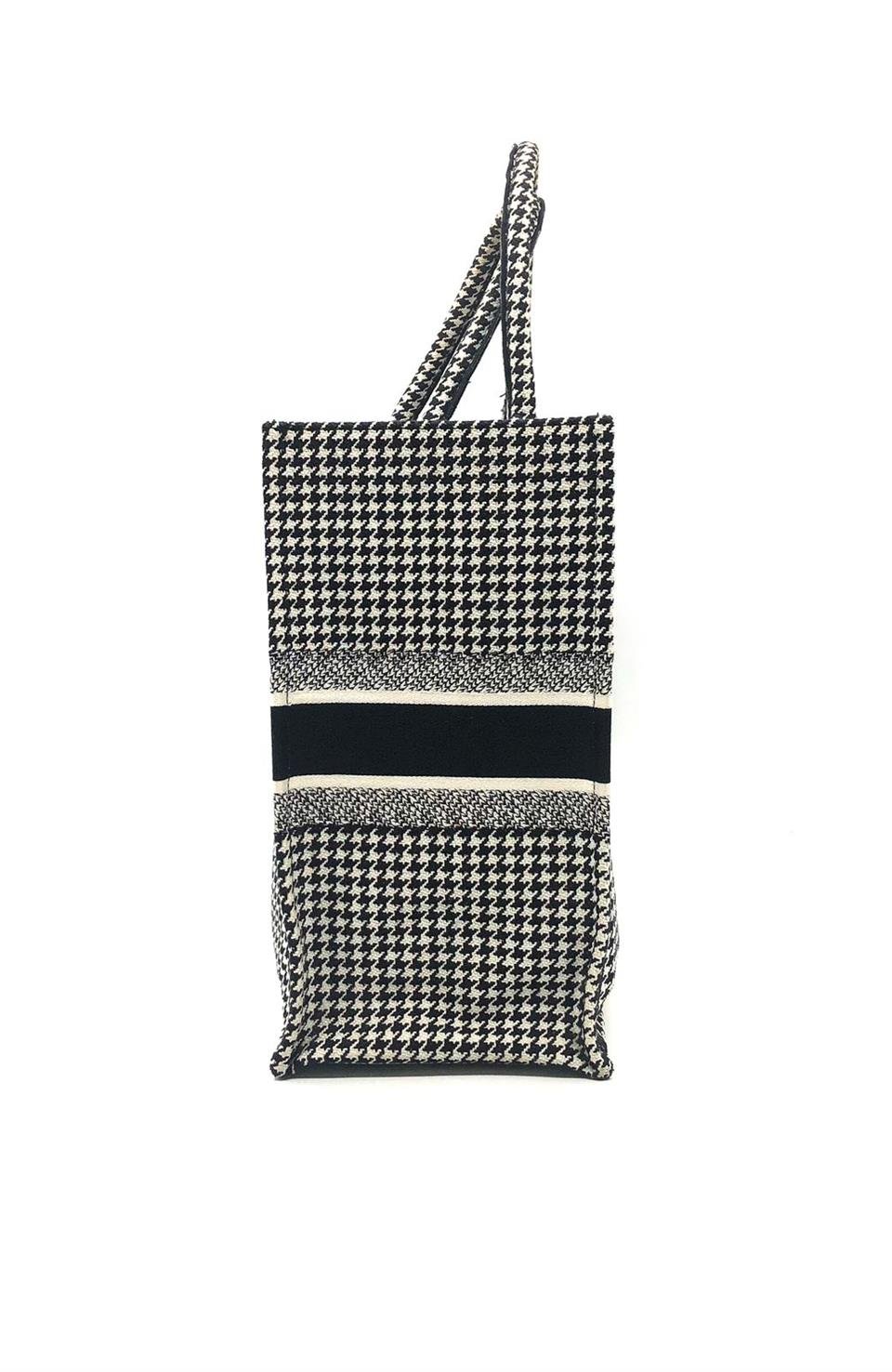 Christian Dior Houndstooth Black White Large Book Tote Bag Deluxe Seconds'ta