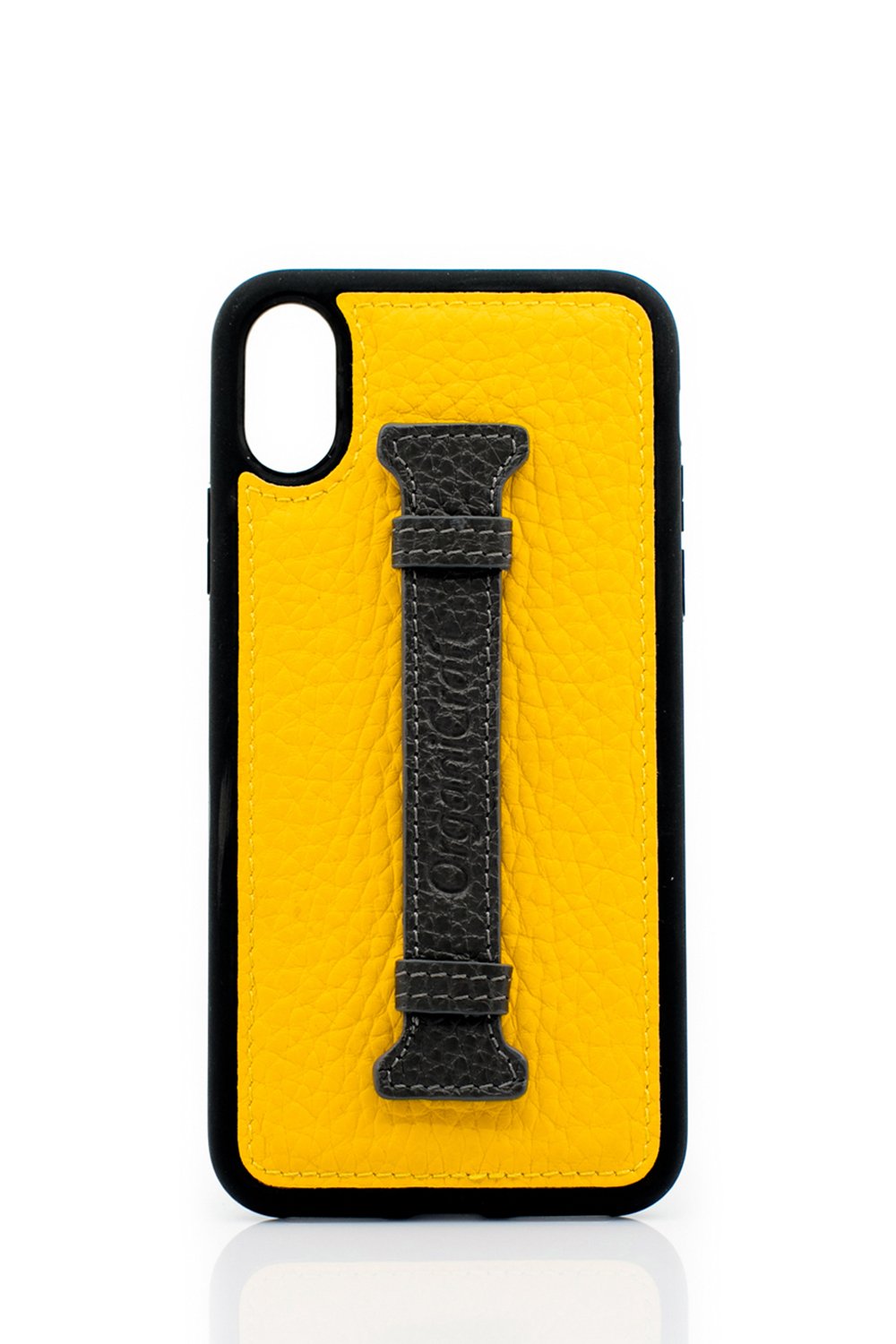 Gerçek Deri iPhone EL Tutacaklı Slikon Kılıf - Sarı | Organicraft