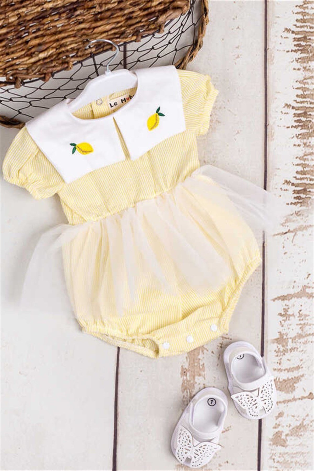 Kısa Kollu Limon Nakışlı Kız Bebek Tütülü Tulum - MardelleLM309MARDELLE |  Le Mabelle