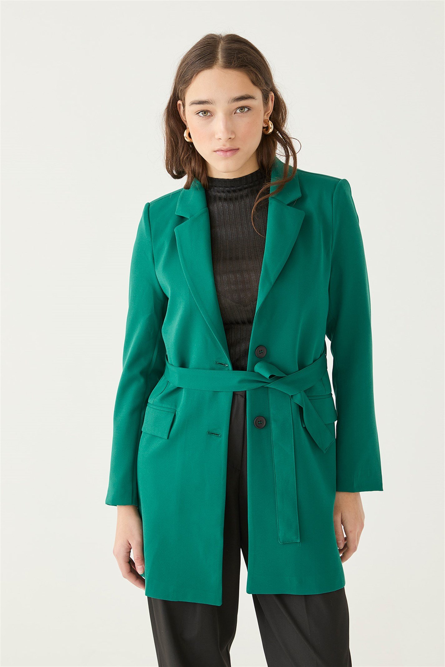 Yeşil Düğmeli Blazer Ceket | Suud Collection