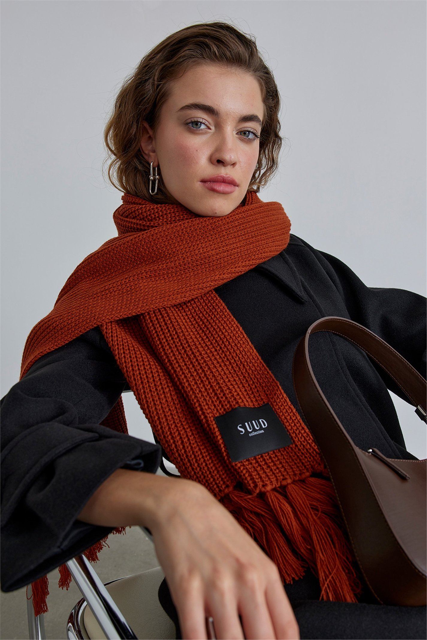 Tile Tasseled Knitwear Scarf | Suud Collection