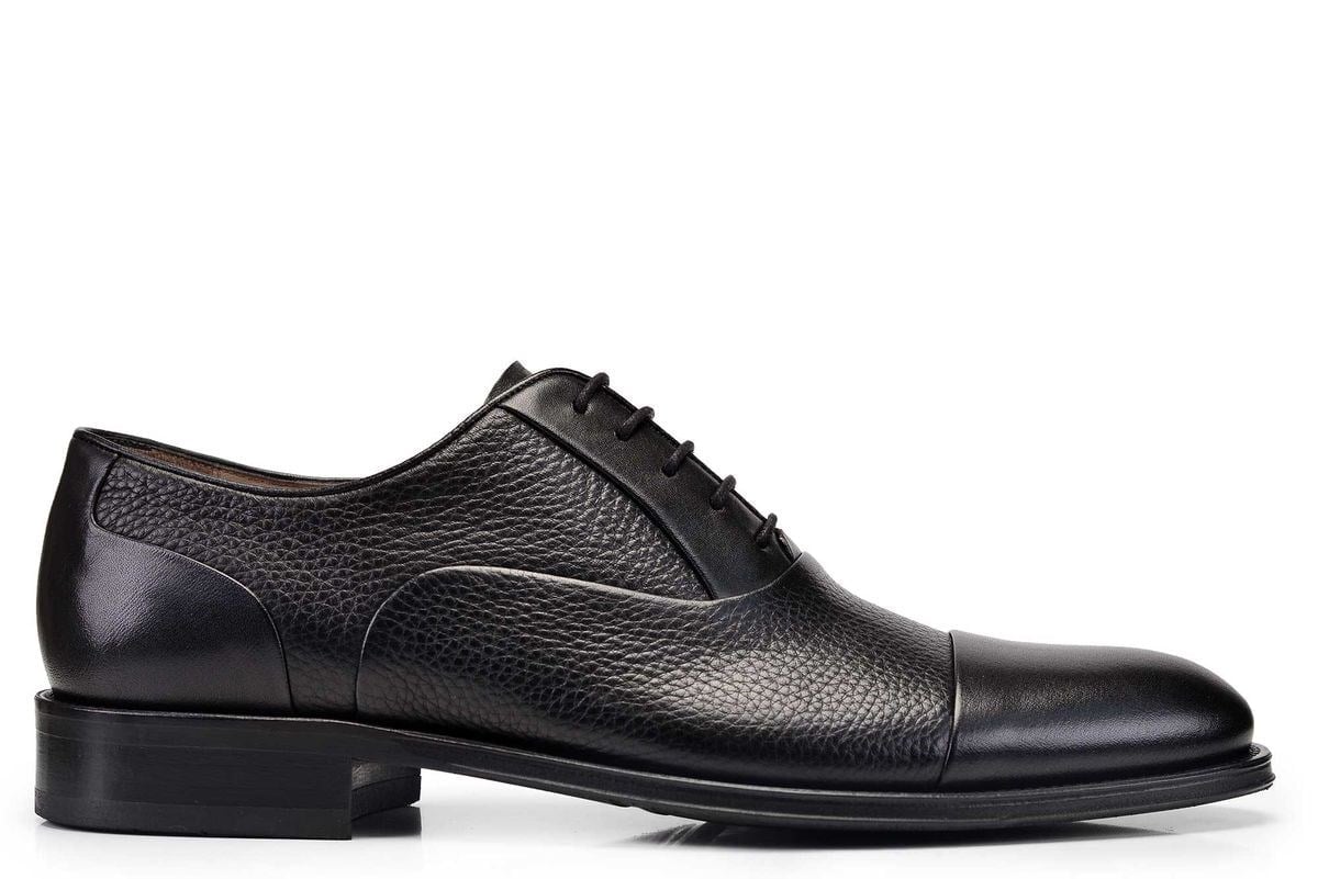 Nevzat Onay %100 Deri Siyah Klasik Bağcıklı Kösele Erkek Ayakkabı Ayakkabı  Nevzat Onay