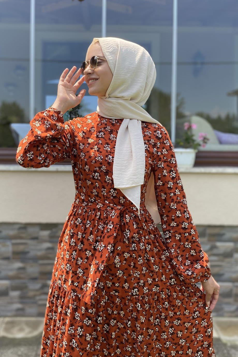 Afife Kiremit Çiçekli Elbise | Rabia Şamlı | Tesettür Giyim, Elbise ve  Kadın Giyim Modası