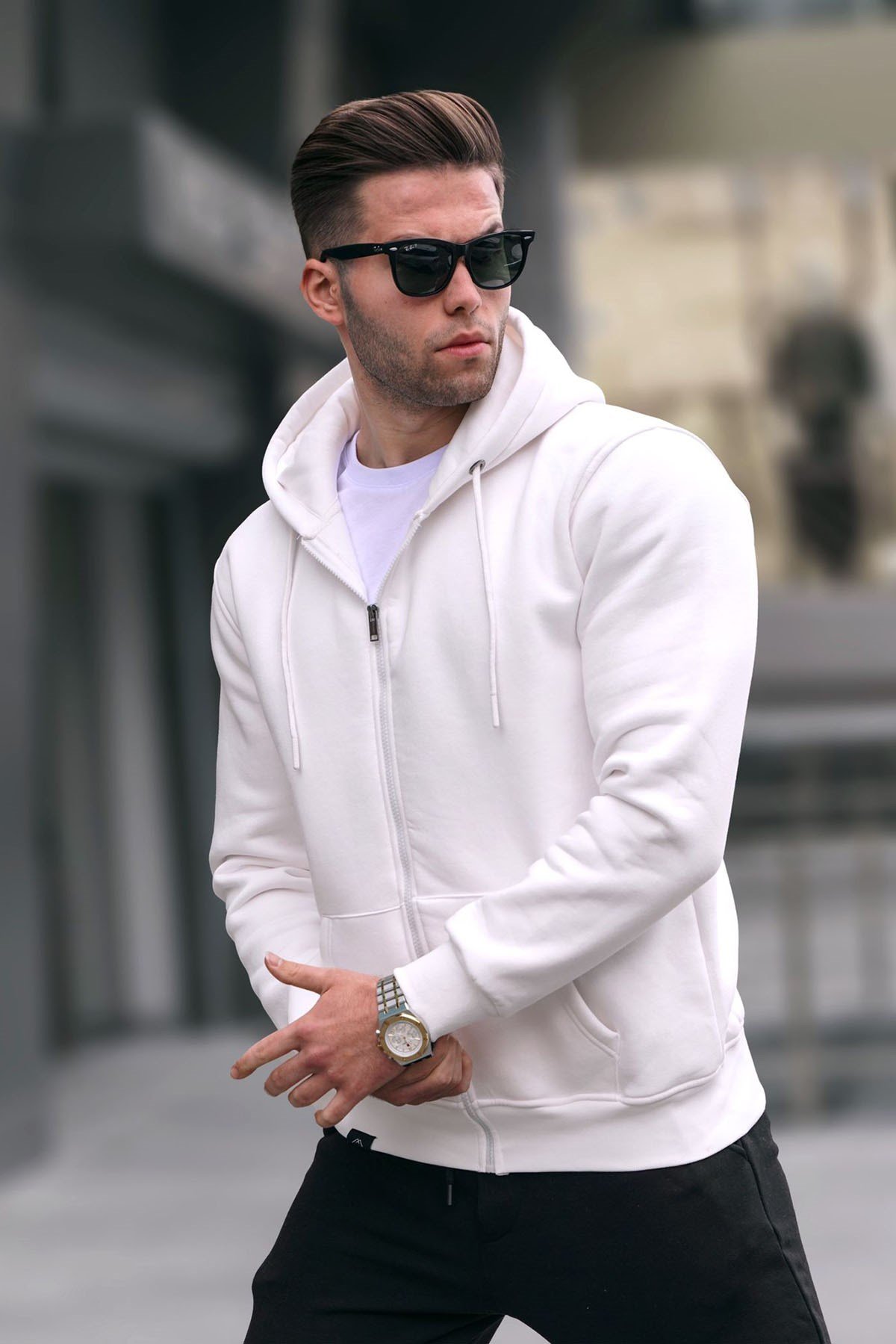 Regular Fit Hoodie - White - Men