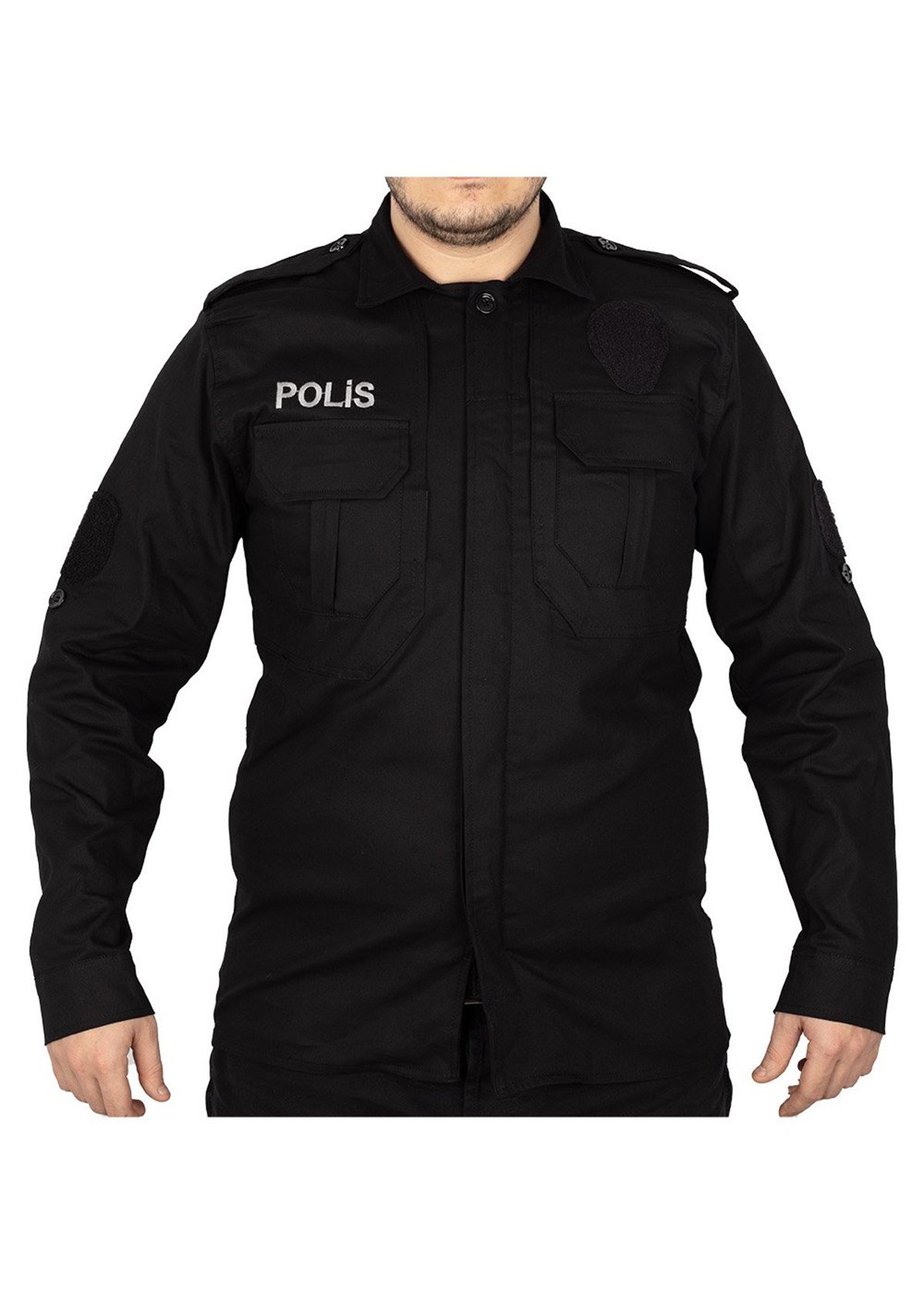 Siyah Gabardin Polis Gömleği