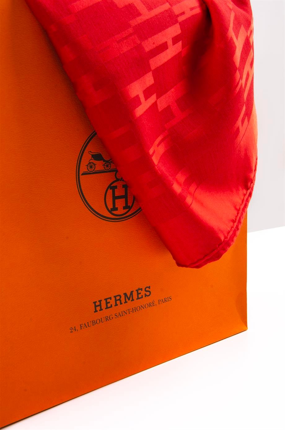 Hermes Kırmızı Renk Standart Beden Şal