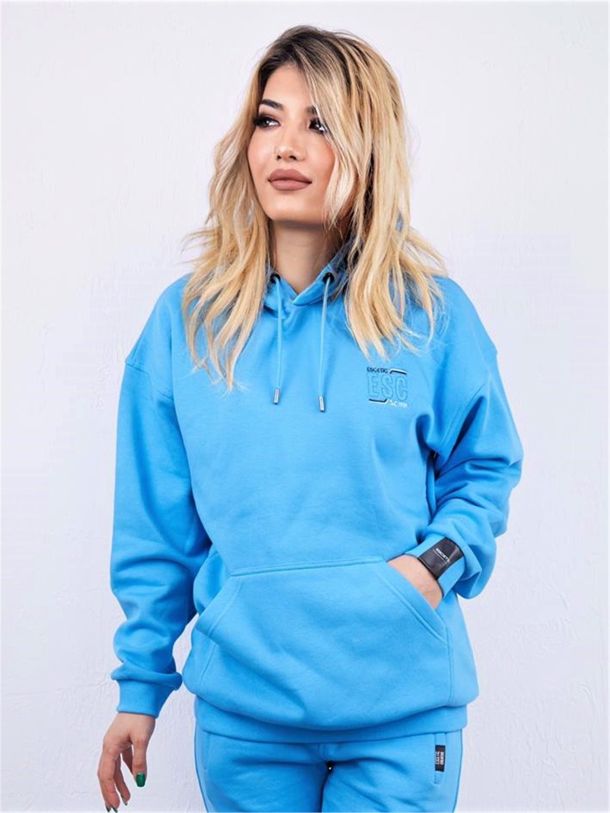 Unisex Kadın / Erkek Mavi 3 İplik Kışlık Sweat, Escetic, kadın giyim  siteleri, erkek giyim, kadın giyim, yağmurluk erkek, yağmurluk kadın, kadın  yağmurluk, erkek yağmurluk, erkek eşofman altı, erkek eşofman takımı, kadın