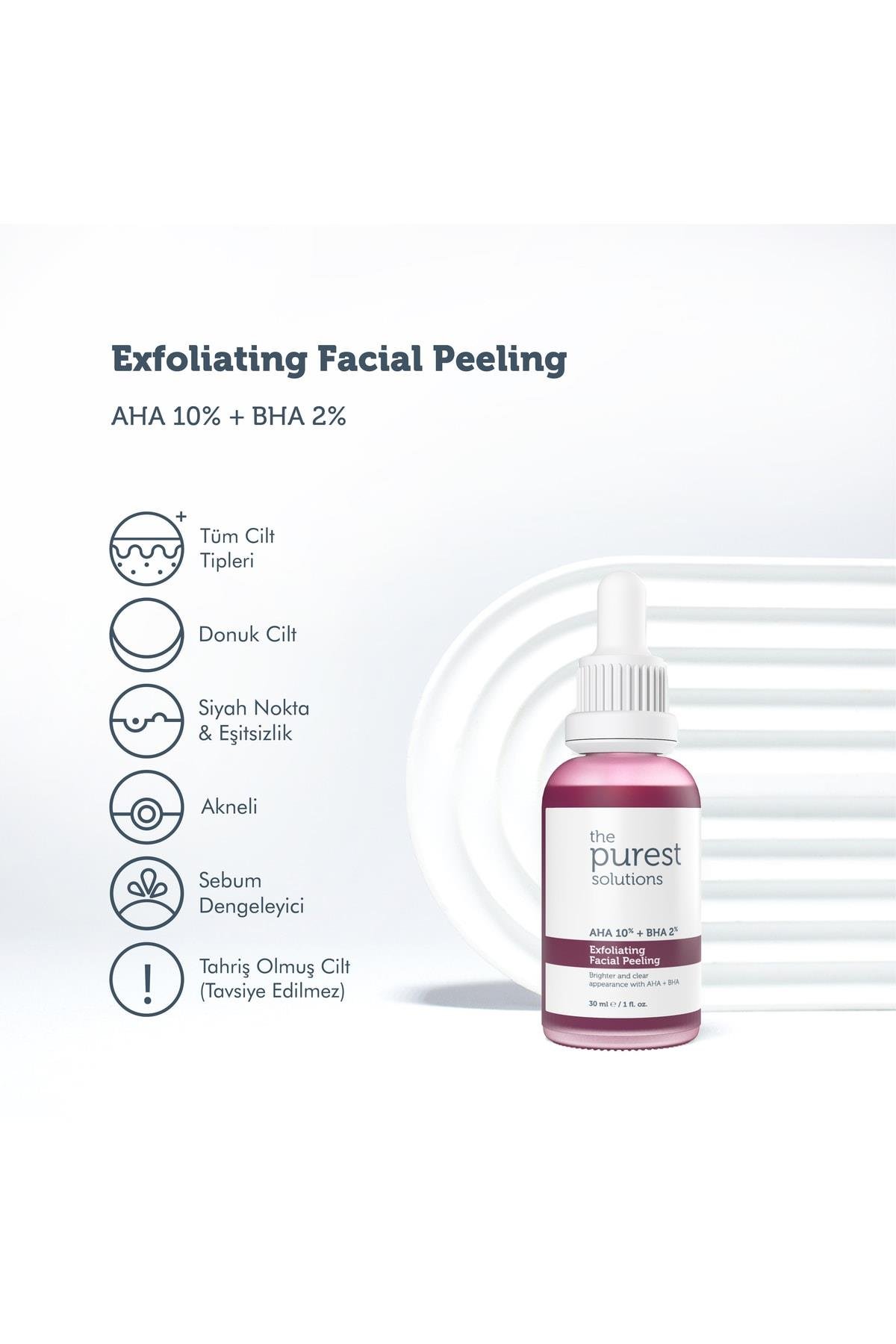 The Purest Solutions Canlandırıcı & Cilt Tonu Eşitleyici Yüz Kırmızı Peeling  Serum 30 Ml (Aha 10% + Bha 2%)