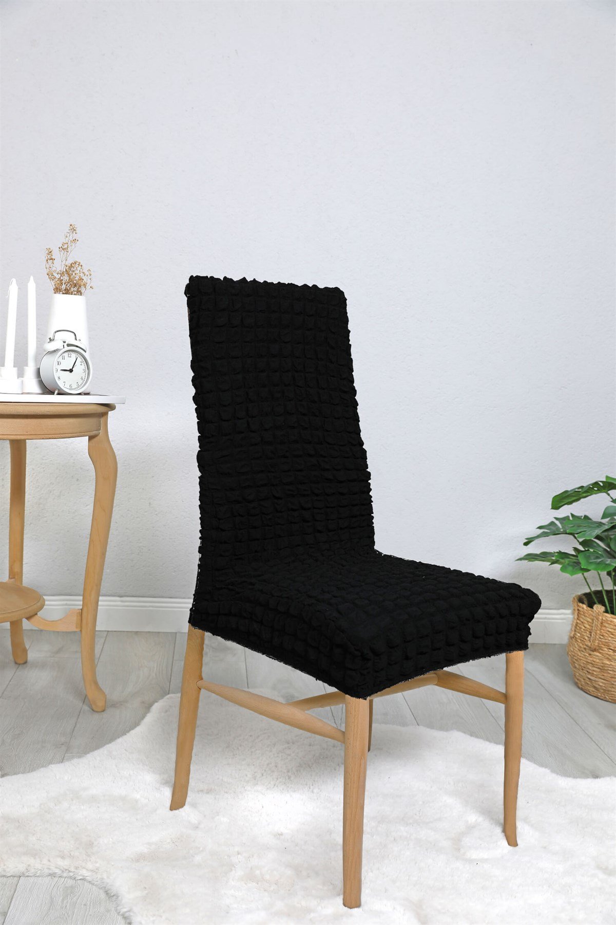 Favora Likralı Bürümcük Lastikli 6lı Sandalye Kılıfı - Siyah | Favora Home