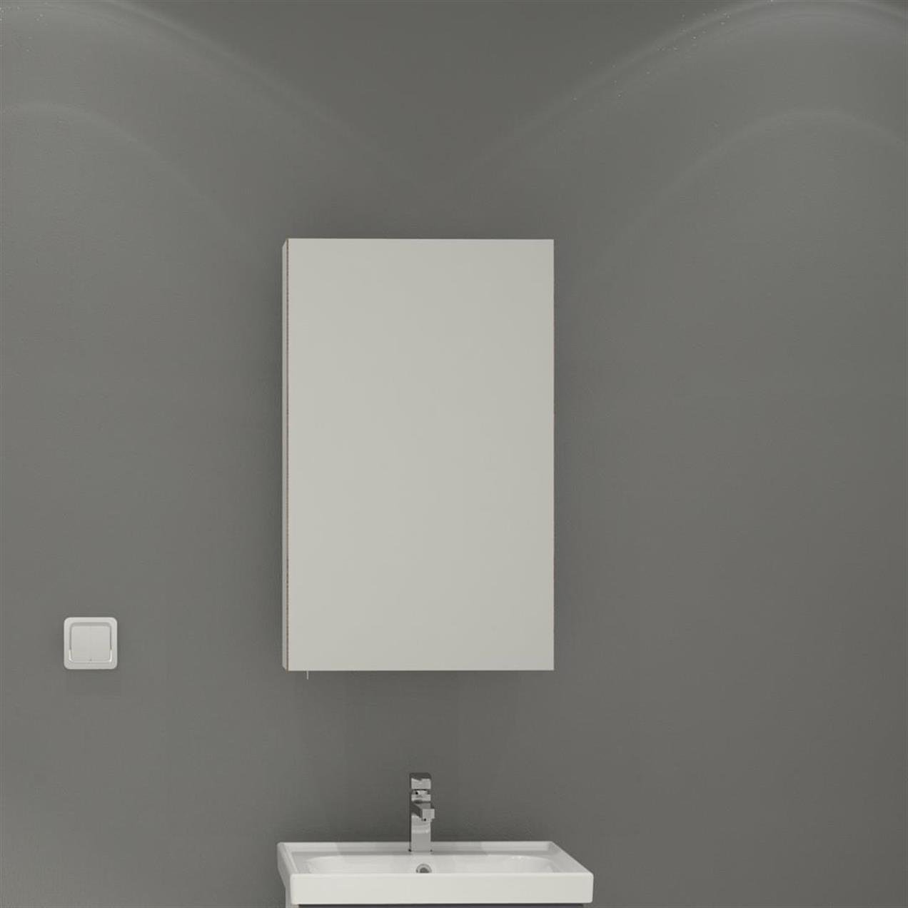 Denko Terra 50 cm MDF Antrasit Gri Banyo Dolabı Aynalı Üst Modül
