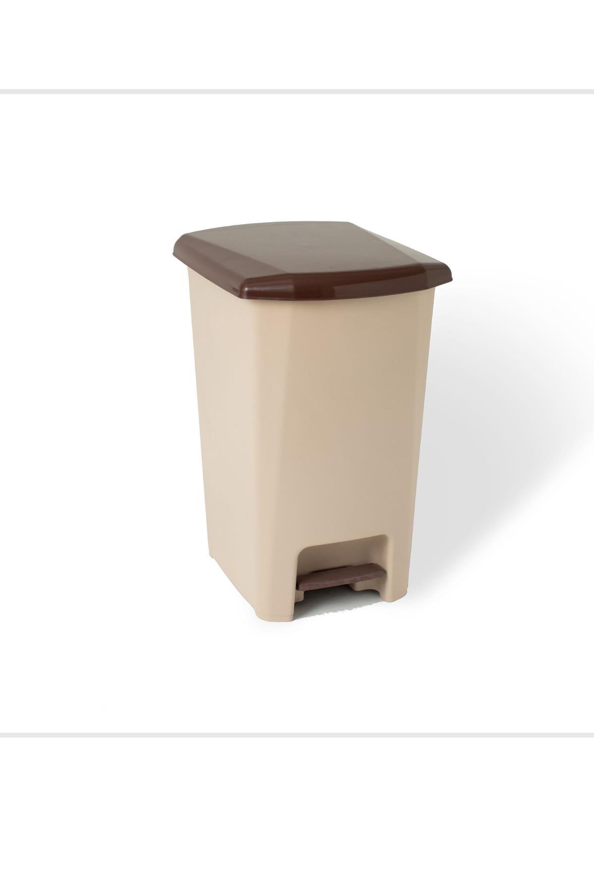 Slim Pedallı Çöp Kovası 3 No. 40 LT Yeni Krem-Çikolata Kahve | Uğurlar  Plastik