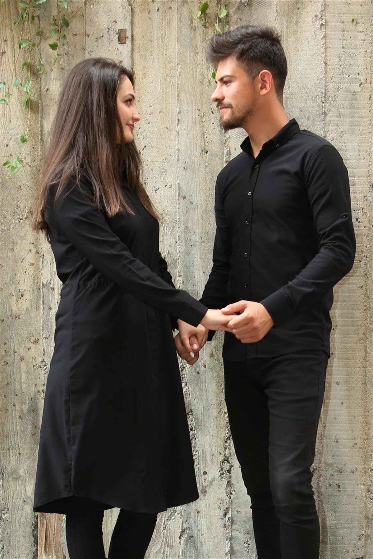 Armürlü Bengalin Düz Likralı Siyah Tesettür Gömlek Sevgili Kombini  giygit.com | Bay ve Bayan Giyim ve Sevgili Kombinleri