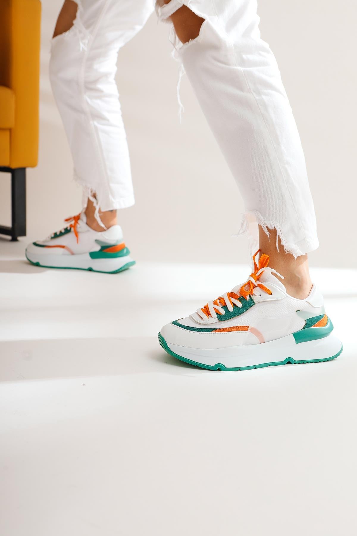 Luam Beyaz Yeşil Kadın Sneakers Spor Kadın Ayakkabı