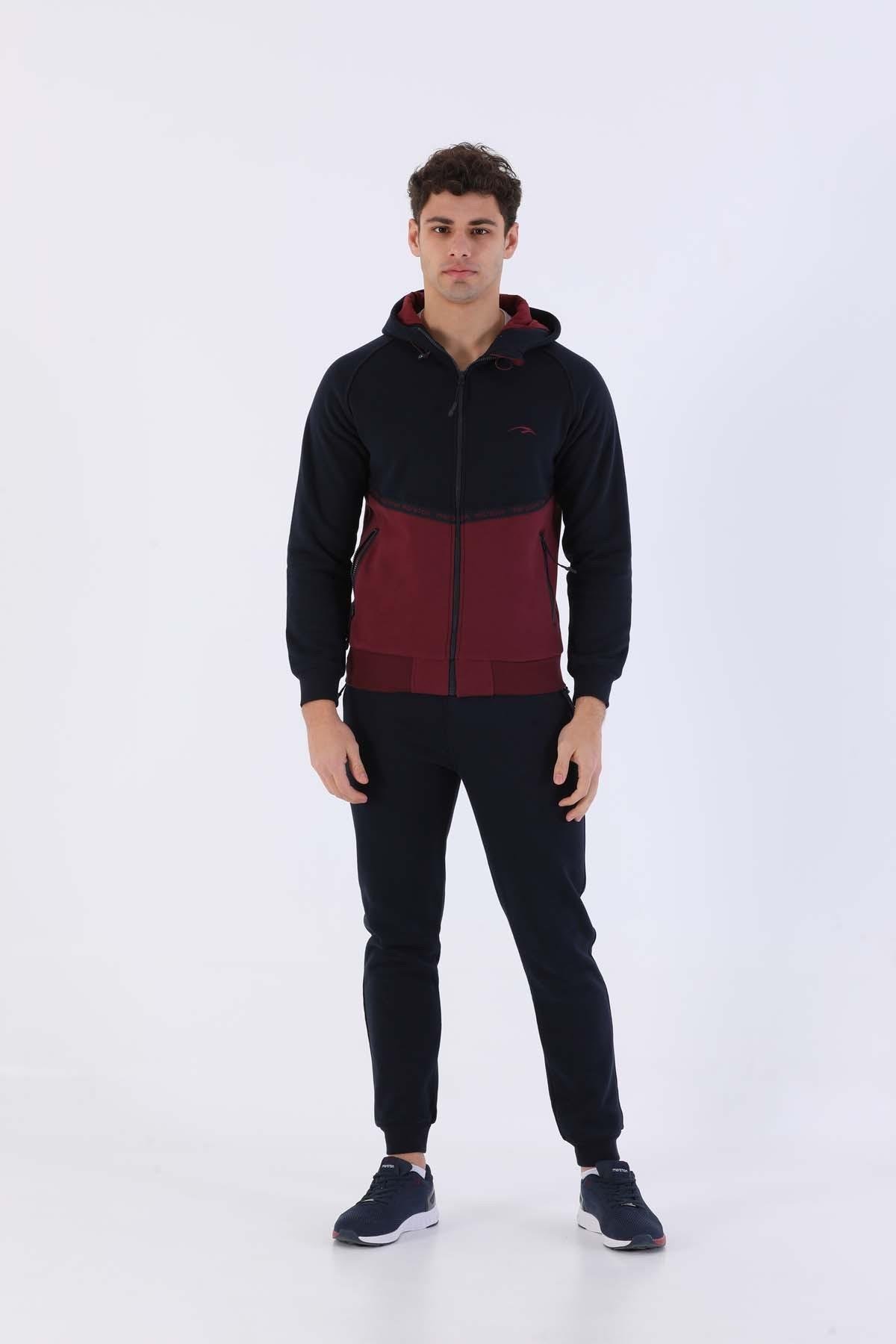 Maraton Sportswear Comfort Erkek Kapşonlu  Uzun Kol Basic Eşofman Takımı 20212