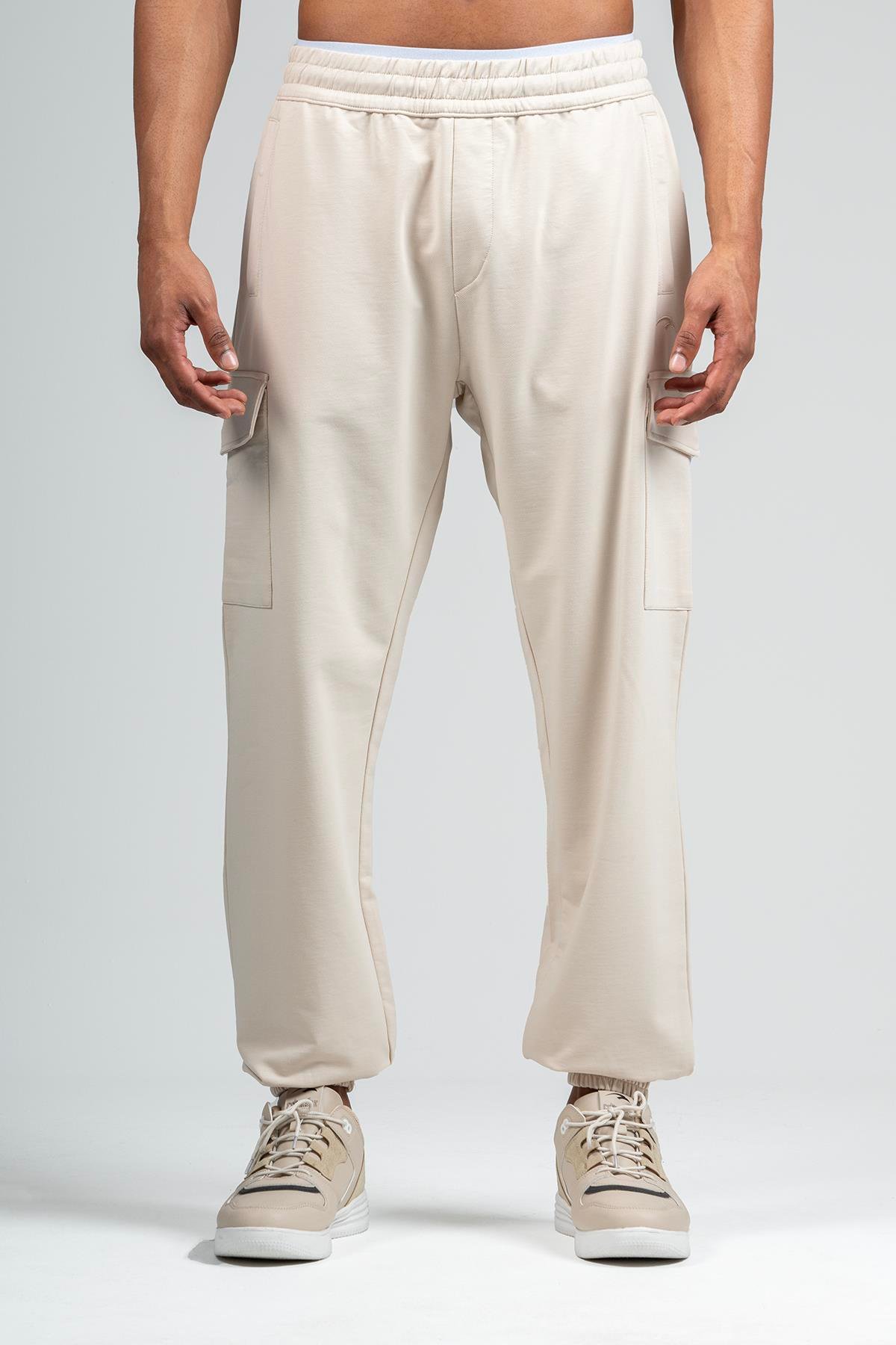Maraton Sportswear Oversize Erkek  Ribana Paça  Basic Kil Rengi Eşofman Altı 22396
