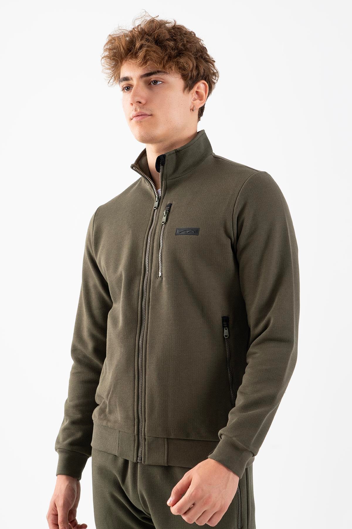 Maraton Sportswear Regular Erkek Dik Yaka  Uzun Kol Basic Eşofman Üstü 21816