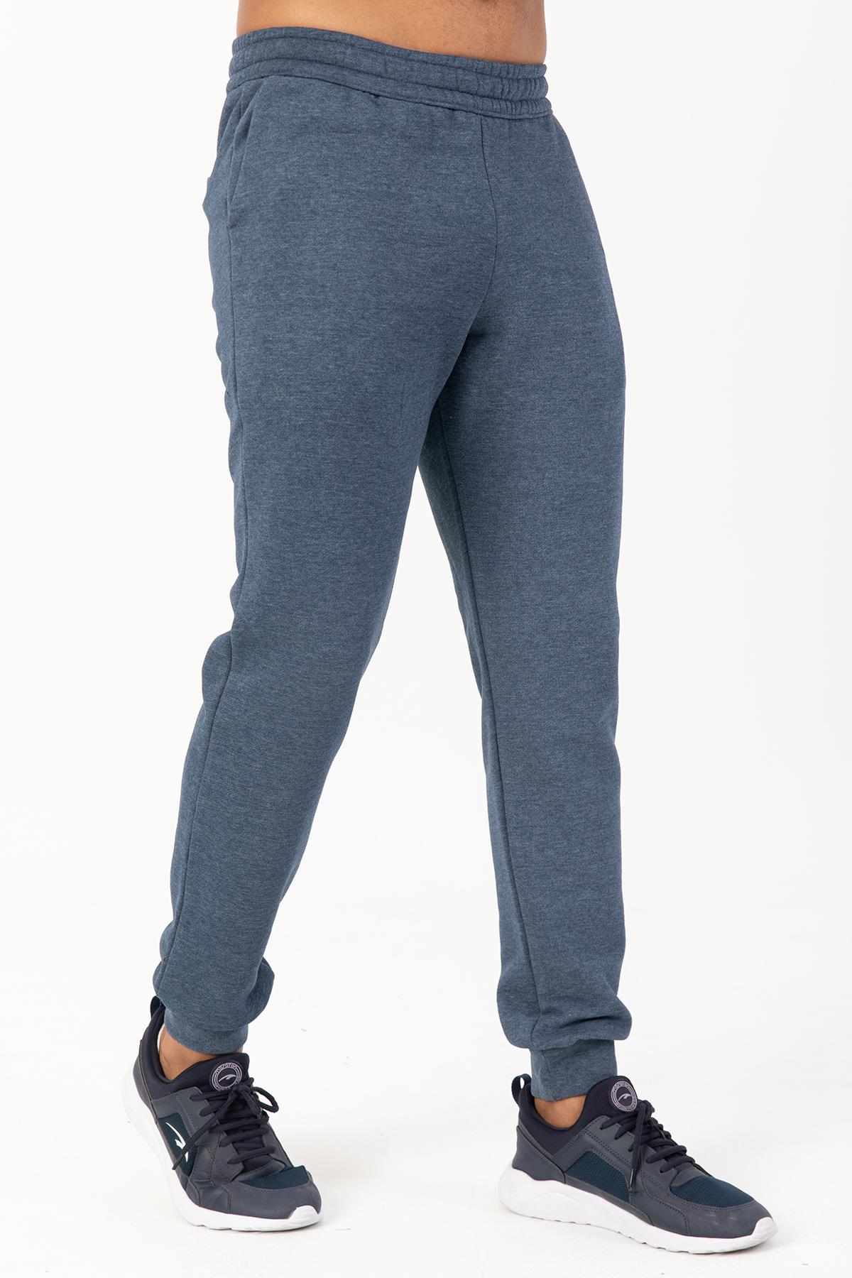 Maraton Sportswear Regular Erkek  Ribana Paça  Basic Navymelanj Eşofman Altı 22360