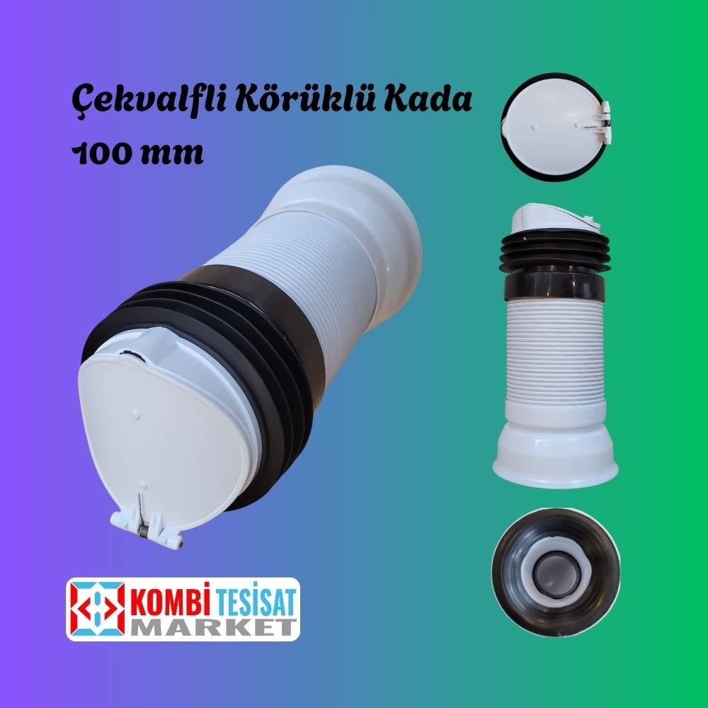 Çekvalfli Körüklü Kada 100 mm - Koku ve Fare Önleyici Tam Uyumlu