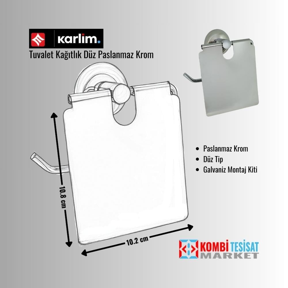 Karlim Tuvalet Kağıtlık Düz Paslanmaz Krom