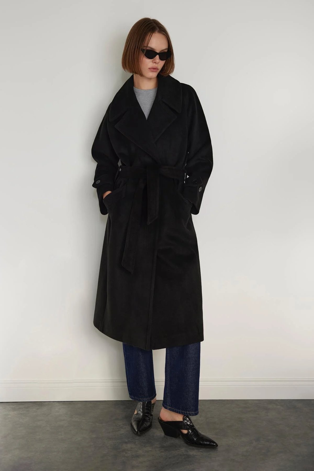 Wide Collar Wool Blend Coat