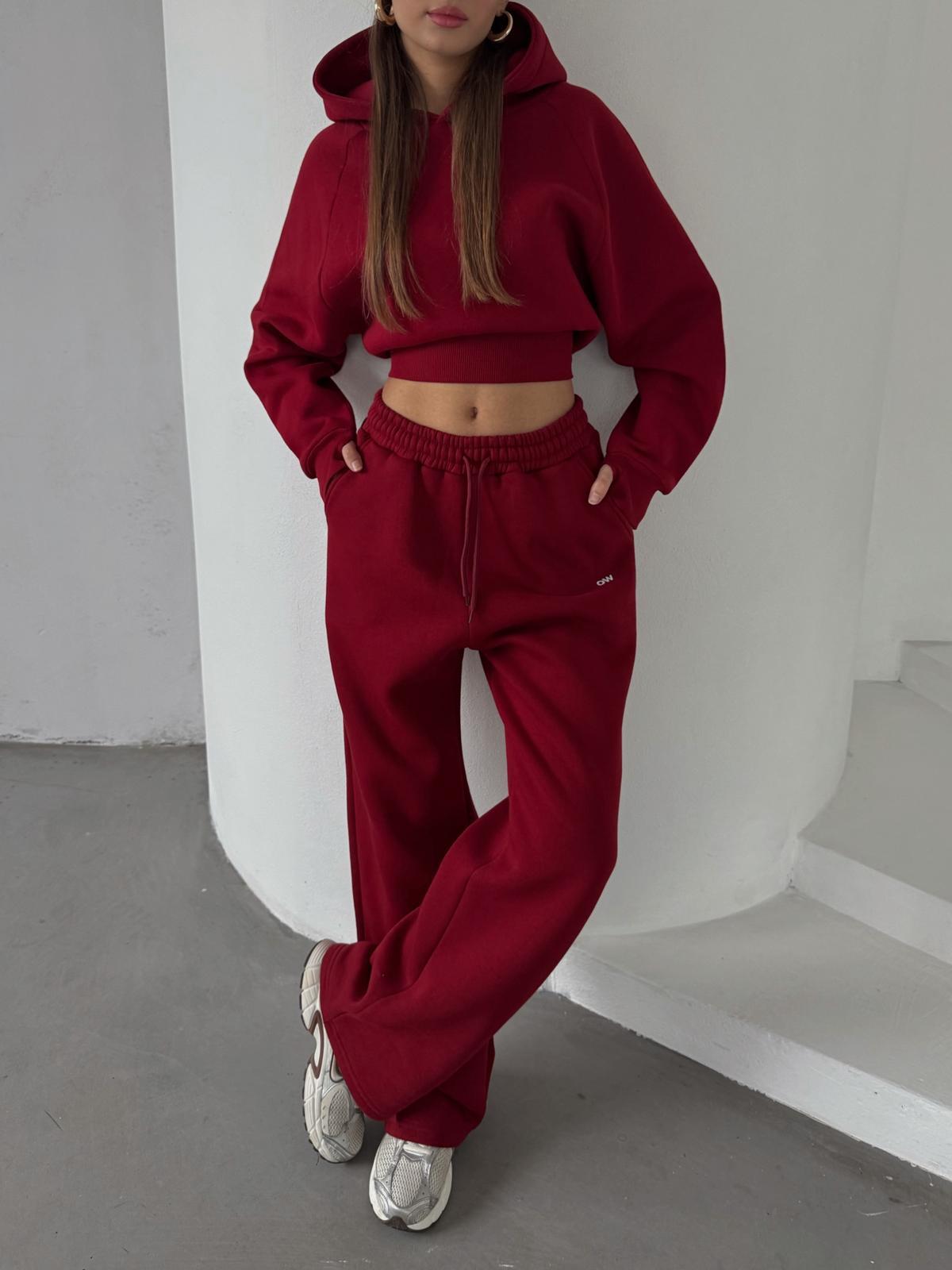 OW Baggy Oversize Bordo Eşofman Altı