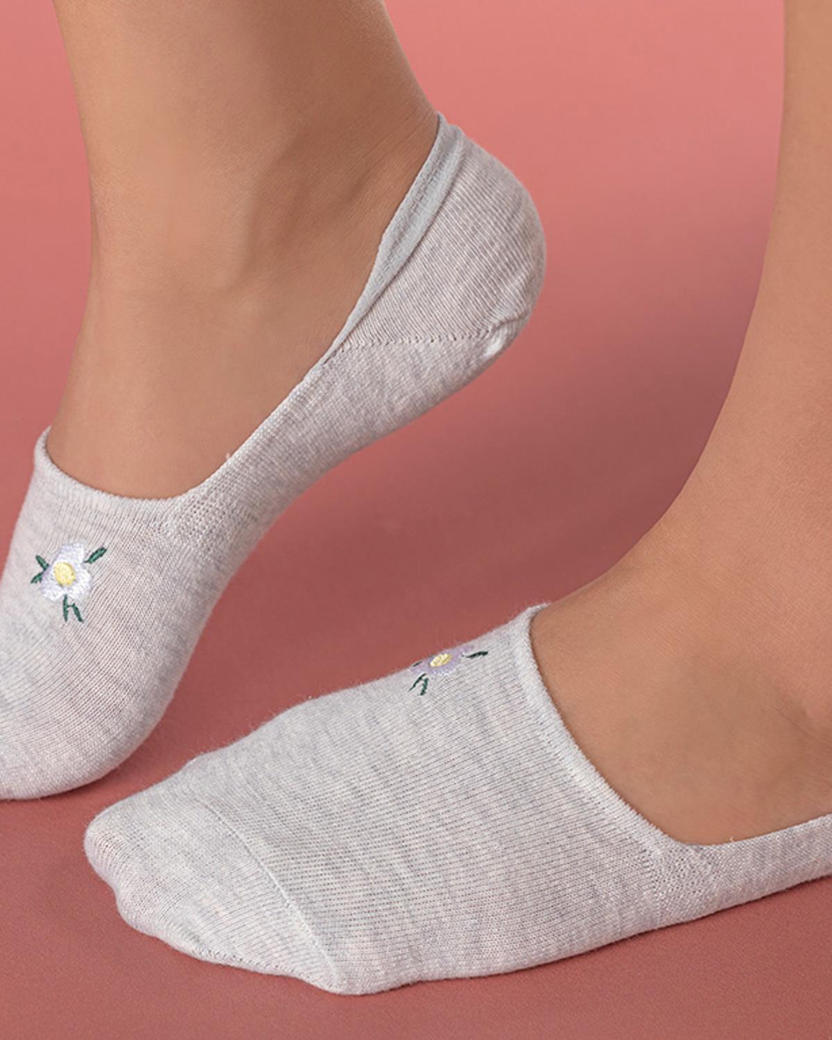 Șosete tălpici, damă, 1 pereche, Mini Flower, bumbac-poliamida-elastan, mărimea, 36-40, gri
