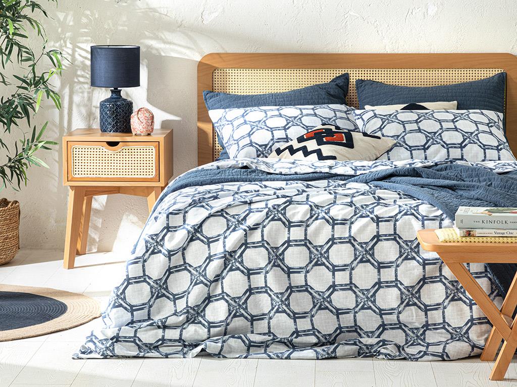 Adelmo Cotton King Size Duvet Cover Set 240x220 cm İndigo