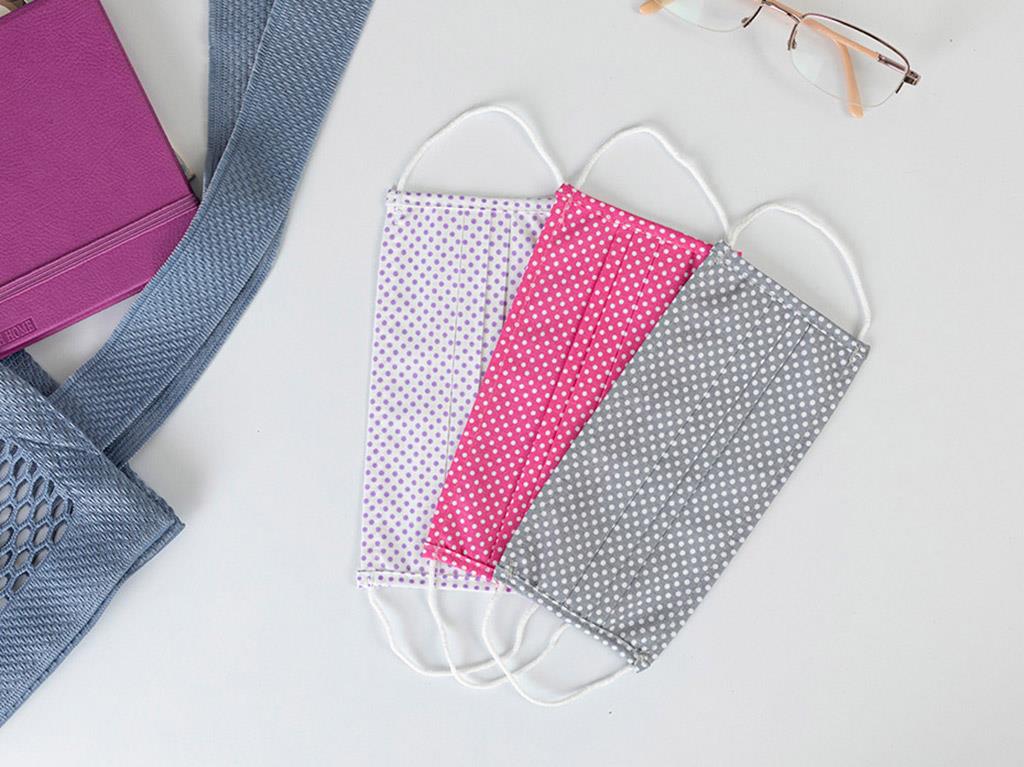 ALAMODE Bumbac Material Textil Mască 9,5 x 18 cm Gri - Roz