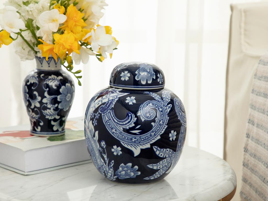 Alexa Porcelain Cube 17,5x17,5x20 cm Blue-White