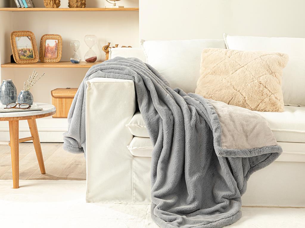 Amor Plush Chair Shawl Gray