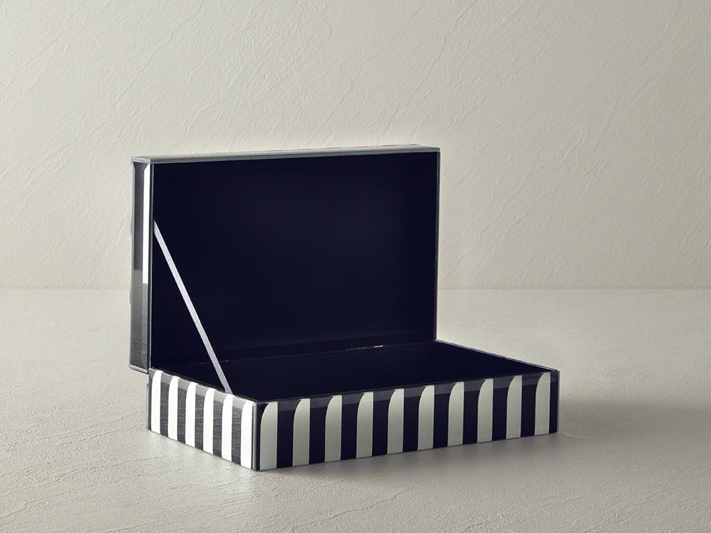 Cutie decorativă, Lena, sticlă, 23x14x6,5 cm, negru - alb