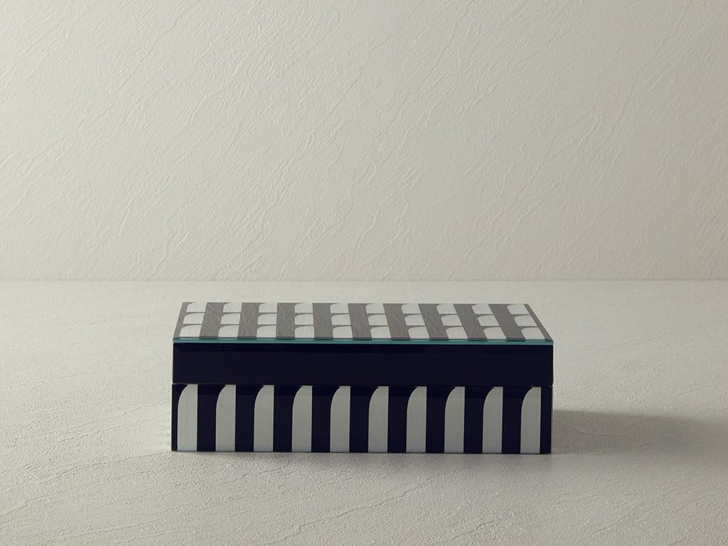Cutie decorativă, Lena, sticlă, 23x14x6,5 cm, negru - alb