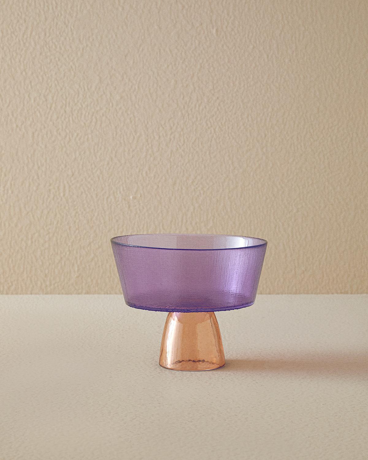 Unique Patch Glass Cu picioare 16 cm Violet - portocaliu