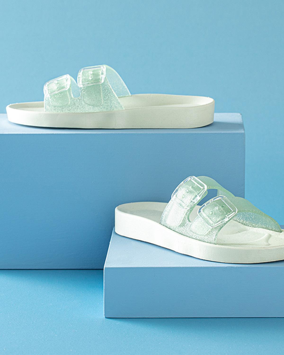 Bright Sandale Papuci De Casă, Pvc, 36, Crem - Verde