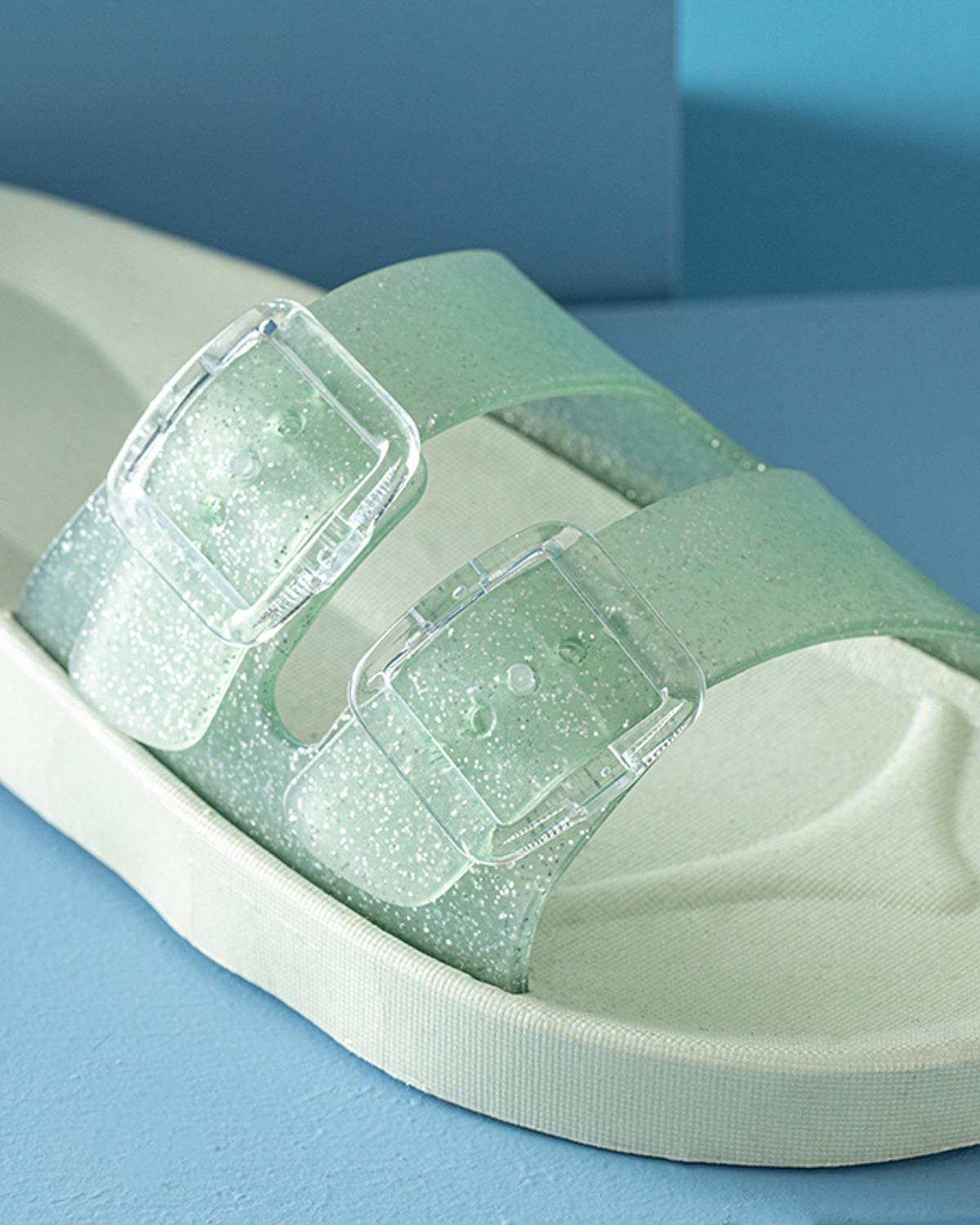 Bright Sandale Papuci De Casă, Pvc, 36, Crem - Verde