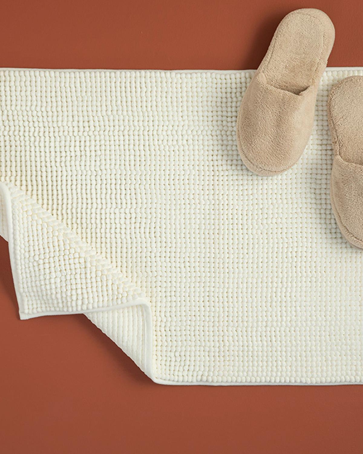 Paige Polyestere Shaggy Bathroom Mat 50x80 cm Ecru