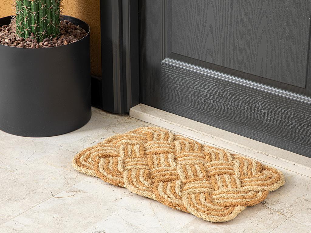 Moco Knitting Doorstep Mat 40x60 cm Natural - Yellow