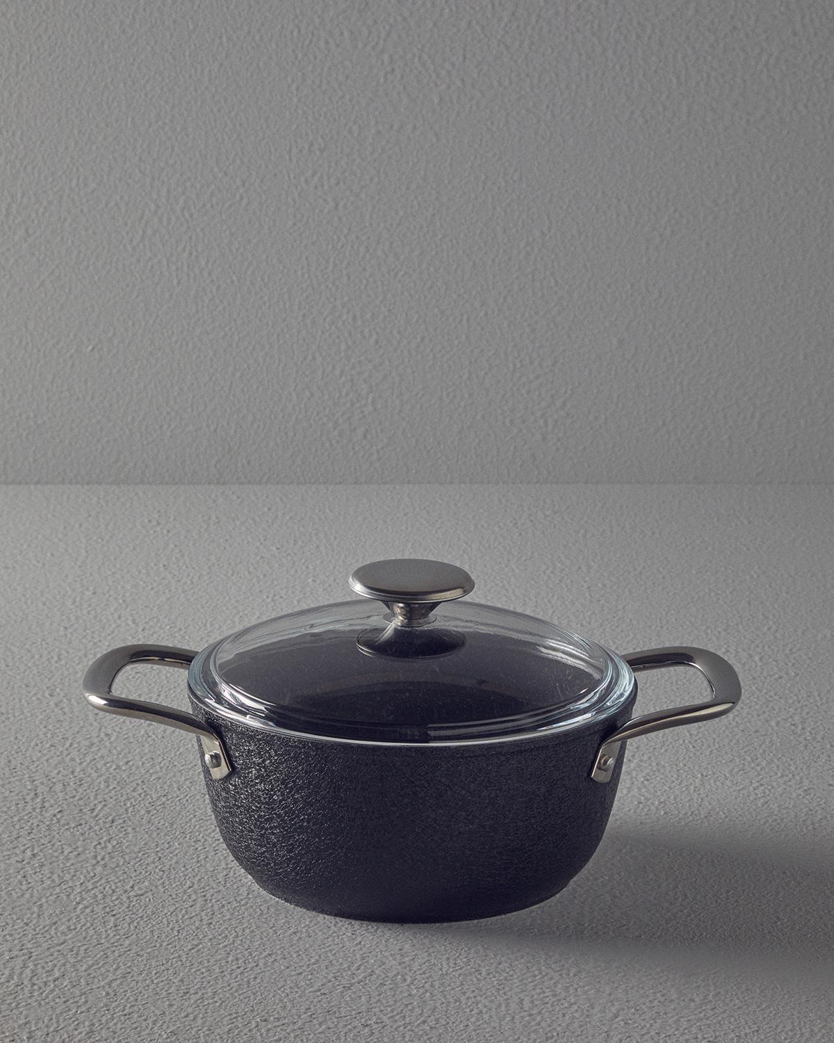 Cratiță cu capac, Charm, aluminiu, 20 cm, negru
