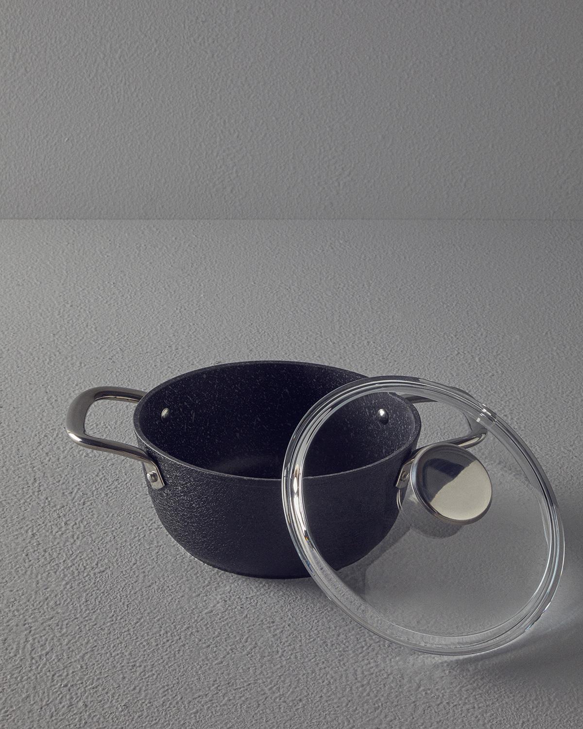 Cratiță cu capac, Charm, aluminiu, 20 cm, negru