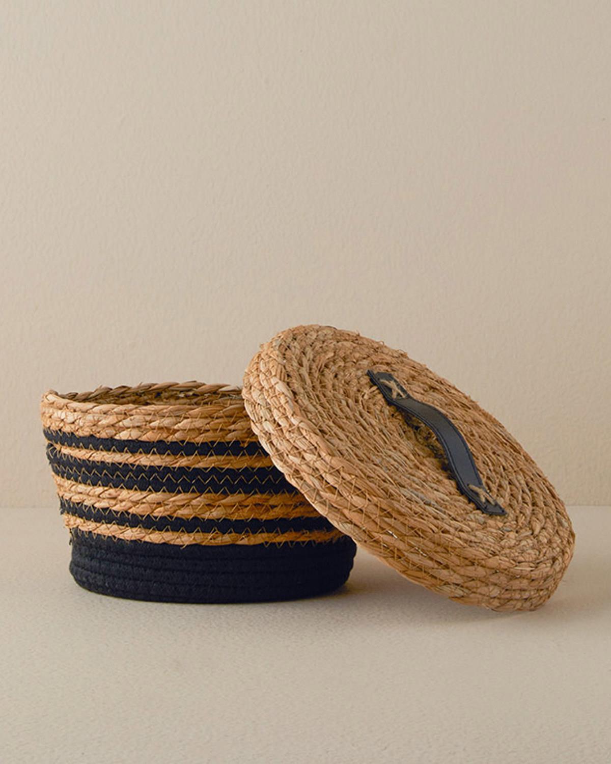 Cutie de depozitare, Natura Stripe, rachita, 22x12 cm, natural