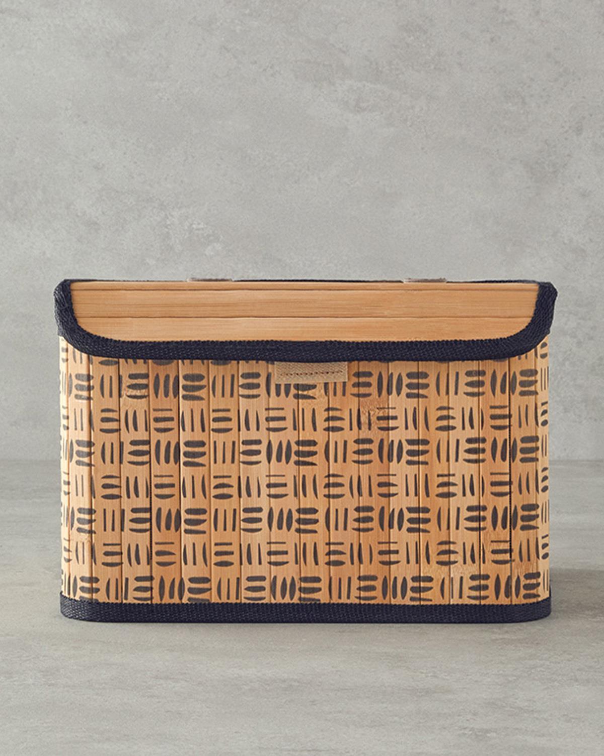 Cutie de depozitare, Stripy, bambus, 28x20x18 cm, natural