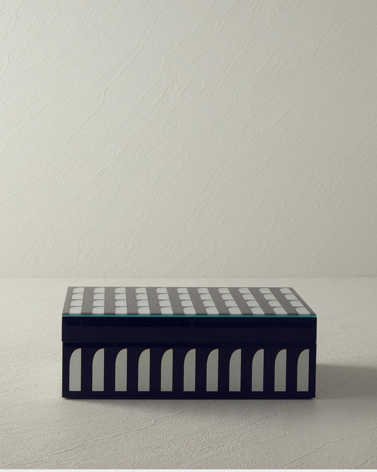 Cutie decorativă, Lena, sticlă, 24,5x17,5x8,5 cm, negru - alb